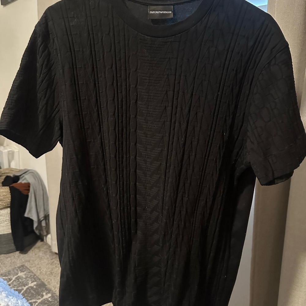Emporio Armani Textured Black Tee